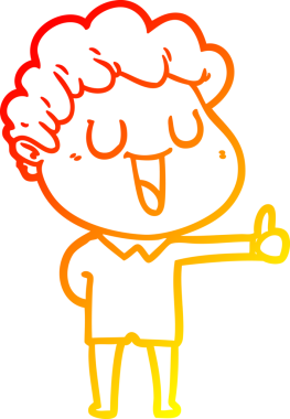 Bir insan tarafından çizilmiş işaret veren gülen çizgi film karakterinin sıcak çizgi çizimi.