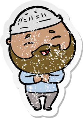 Bir insan tarafından çizilmiş mutlu sakallı bir adamın sıkıntılı çıkartması.