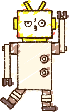 Bir insan tarafından çizilen robot tebeşiri.