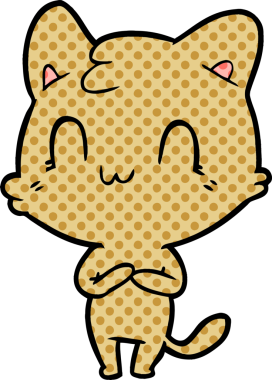 Bir insan tarafından çizilmiş mutlu bir kedi.