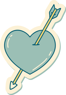 Bir insan tarafından çizilmiş ok ve kalp şeklinde dövme çıkartması.