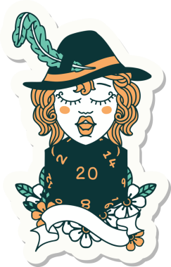 Bir insan tarafından çizilmiş 20 zarlı ozan etiketi.