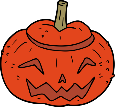 Bir insan tarafından çizilmiş Cadılar Bayramı balkabağı çizgi filmi.