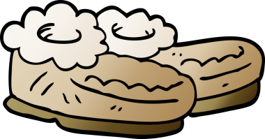 Bir insan tarafından çizilmiş rahat terlikler.