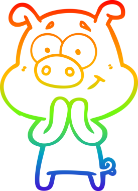 gökkuşağı gradyan çizimi mutlu çizgi domuz çizimi bir insan tarafından çizilmiş