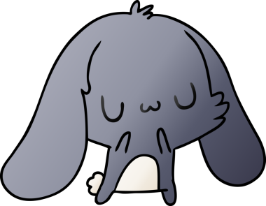 gradyan çizgi film çizimi kawaii sevimli tüylü tavşan bir insan tarafından çizilmiş