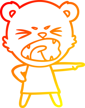 Bir insan tarafından çizilmiş bağıran kızgın bir çizgi film ayısının çizimi.