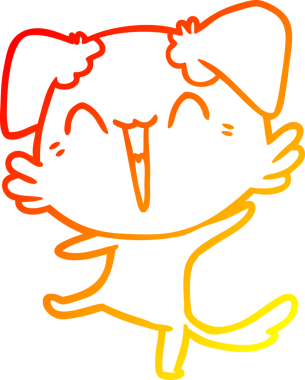 Bir insan tarafından çizilmiş mutlu, küçük bir köpek çizgi filmi.