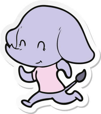 Bir insan tarafından çizilmiş şirin bir fil çıkartması.