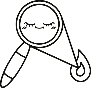 Bir insan tarafından çizilmiş bir büyüteç çizgi çizimi