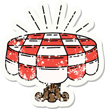 Bir insan tarafından çizilmiş dövme stili bir kafenin eski etiketi.