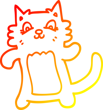 Bir insan tarafından çizilen mutlu çizgi bir kedinin sıcak gradyan çizimi