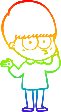 gökkuşağı gradyan çizimi bir insan tarafından çizilmiş meraklı bir çizgi film çocuğu