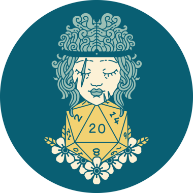 Retro Dövme Tarzı İnsan Barbarlığı Bir insan tarafından çizilmiş 20 zar ile