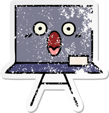 Sevimli bir karikatür tahtası insan tarafından çizilmiş sıkıntılı bir çıkartma.