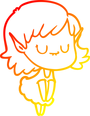 Bir insanın çizdiği elbiseyi giyen mutlu bir elf kızı çiziyor.