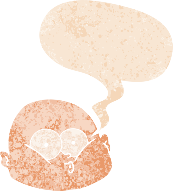 çizgi film meraklısı kel adam grunge içinde konuşma baloncuğu sıkıntılı retro dokuma tarzı bir insan tarafından çizilmiş