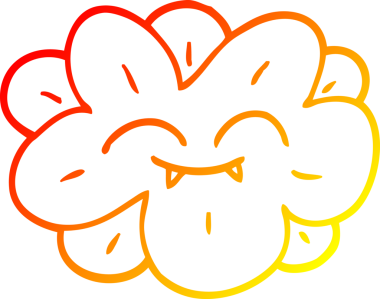 Bir insan tarafından çizilmiş bir karikatür çiçeğinin sıcak çizgi çizimi