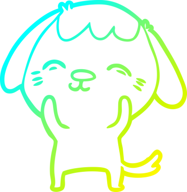 Bir insan tarafından çizilmiş mutlu çizgi film köpeğinin soğuk gradyan çizimi