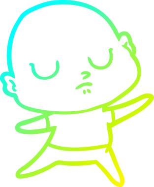 Bir insan tarafından çizilmiş kel bir adamın soğuk çizgi çizimi.