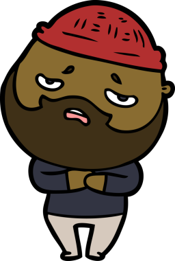 Bir insan tarafından çizilmiş sakallı endişeli bir adam.