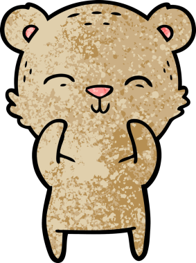 Bir insan tarafından çizilmiş mutlu çizgi film ayısı.