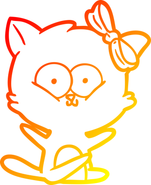 Bir insan tarafından çizilmiş çizgi film kedisinin sıcak çizgi çizimi