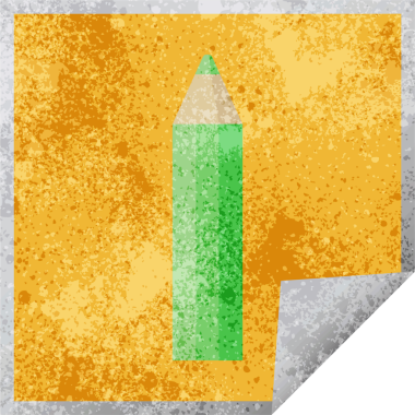 bir insan tarafından çizilmiş yeşil renkli kalem grafik vektör kare etiketi