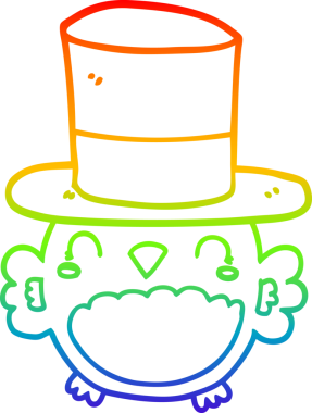 Bir insan tarafından çizilmiş silindir şapkalı bir baykuş çizimi.