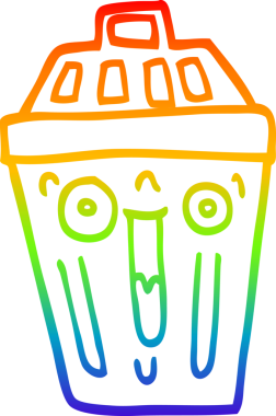 gökkuşağı gradyan çizgi çizimi bir insan tarafından çizilmiş bir çöp kutusu