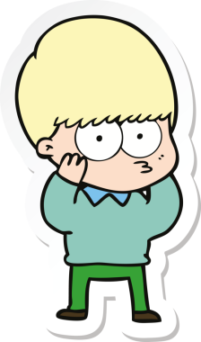 Bir insan tarafından çizilmiş sinirli bir çizgi film çocuğunun çıkartması.