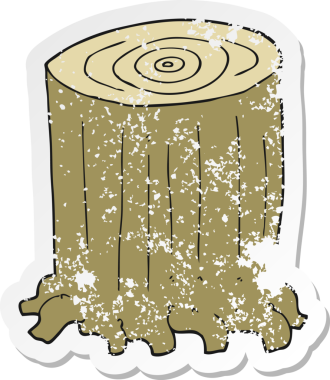 Bir insan tarafından çizilmiş karikatür ağacının gerilmiş yapıştırması.