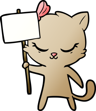 Bir insan tarafından çizilmiş şirin çizgi film kedisi.