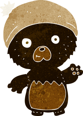 Bir insan tarafından çizilmiş şapkalı sevimli oyuncak ayı.