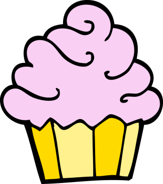 Bir insan tarafından çizilmiş el çizimi karikatür tarzı kek.