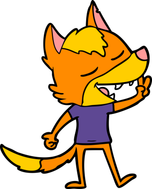 Bir insan tarafından çizilmiş tilki çizgi film karakteri