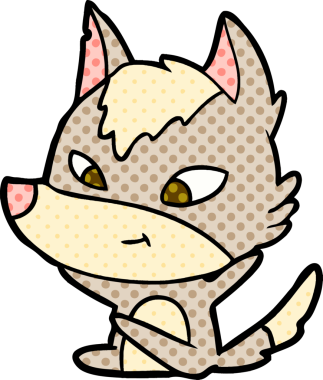 Bir insan tarafından çizilmiş dost canlısı bir kurt.