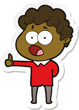 Bir insan tarafından çizilmiş, şaşırarak nefes nefese kalmış bir çizgi film karakterinin çıkartması.