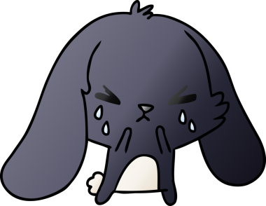 Bir insan tarafından çizilmiş kawaii üzgün tavşanın gradyan çizimi