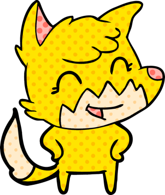 Bir insan tarafından çizilmiş tilki çizgi film karakteri