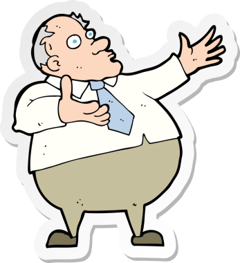 Bir insan tarafından çizilmiş, çileden çıkarılmış orta yaşlı bir adamın çıkartması.