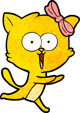 Bir insan tarafından çizilmiş çizgi film kedisi.