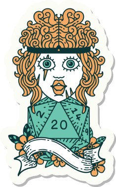 Bir insan tarafından çizilmiş 20 zarlı bir insan barbarının çıkartması.