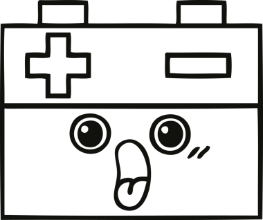 Bir insan tarafından çizilmiş araba aküsünün çizgi çizimi