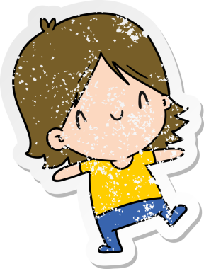 Bir insan tarafından çizilmiş sevimli bir kawai kızının sıkıntılı karikatür çizimi