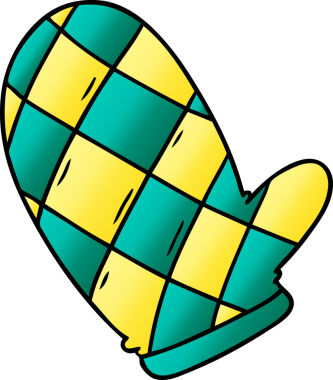 Bir insan tarafından çizilmiş fırın eldiveninin gradyan karikatürü.