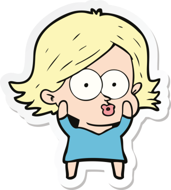 Bir insan tarafından çizilmiş somurtkan bir çizgi film kızının çıkartması.