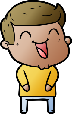 Bir insan tarafından çizilmiş gülen çizgi film adamı.