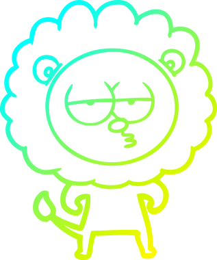 Bir insan tarafından çizilen ve canı sıkılan bir aslanın soğuk çizgi çizimi.