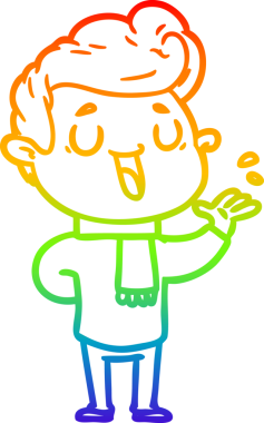 gökkuşağı gradyanı çizimi bir insan tarafından çizilmiş mutlu bir çizgi film adamı